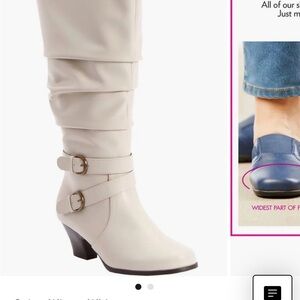 Comfortview Cream Heeled Slouch Boots